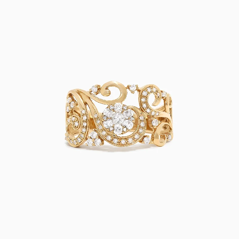 Bouquet 14K Yellow Gold Diamond Filigree Ring, 0.53 TCW