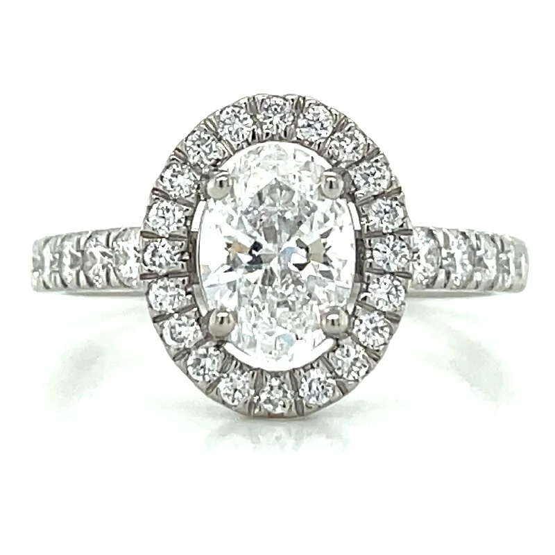 Lisa - Platinum 1.51ct Laboratory Grown Oval Diamond Halo Engagement Ring