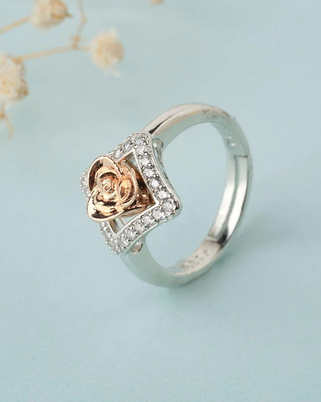 925 Sterling Silver Beautiful Rose Ring R01593