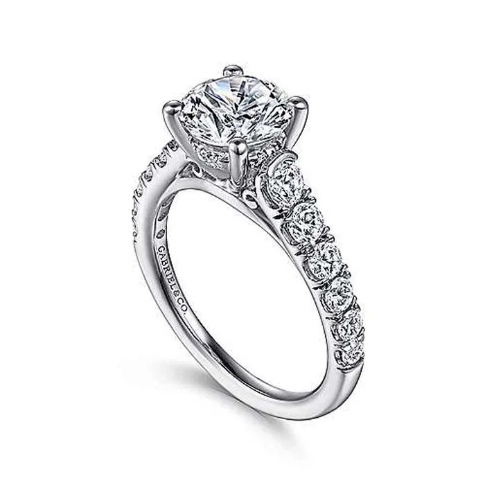 Gabriel & Co. "Piper" Round Diamond Engagement Ring Semi-Mounting in 14K White Gold