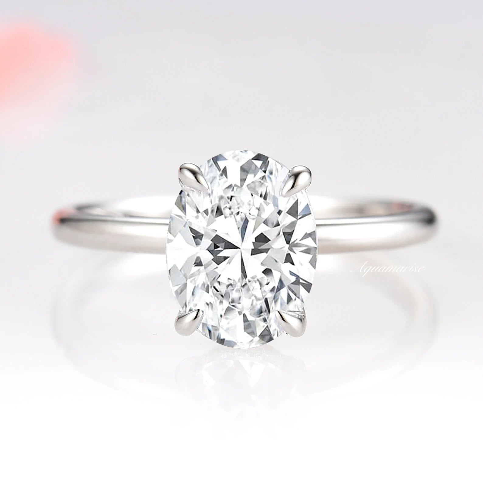 Moissanite/ White Sapphire Engagement Ring- Sterling Silver (Hidden Accents)