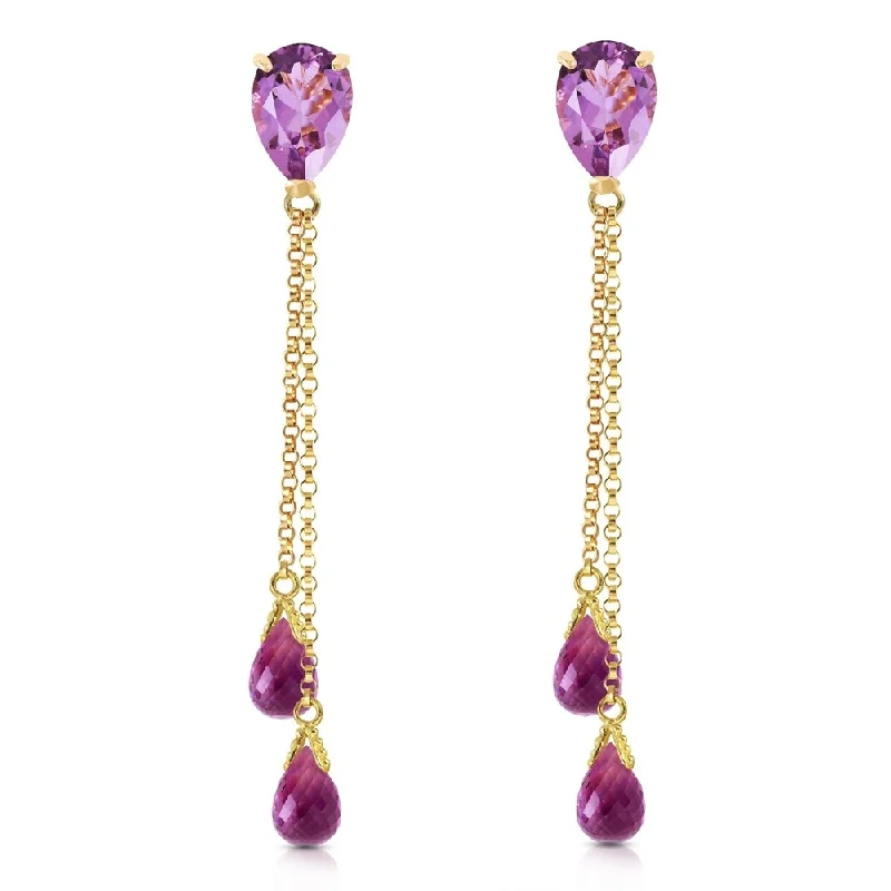 7.5 CTW 14K Solid Gold Eloquence Amethyst Earrings