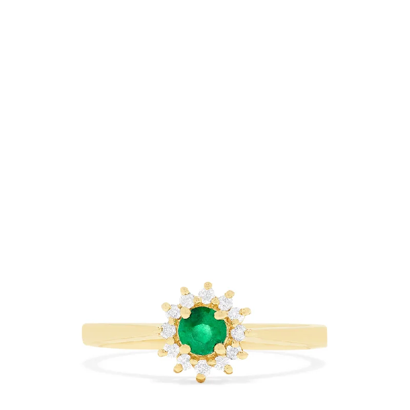 14K Yellow Gold Emerald and Diamond Ring, 0.36 TCW