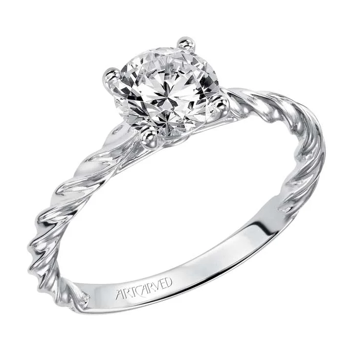 ArtCarved "Joanna" Rope Solitaire Engagement Ring Mounting in 14K White Gold