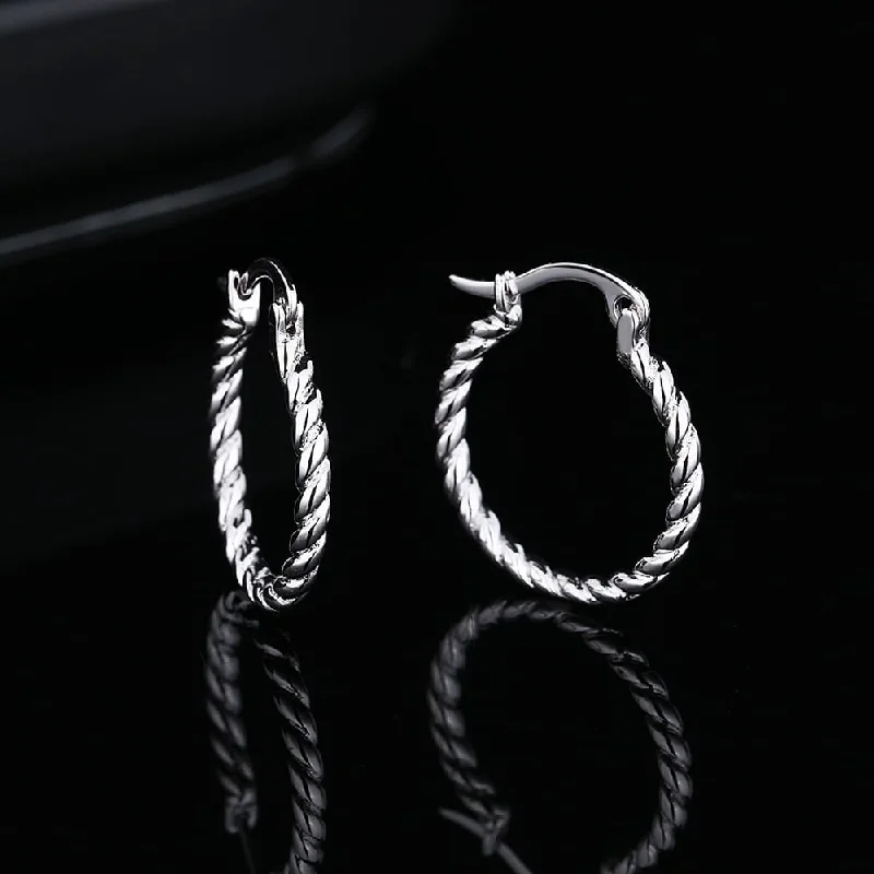 Sterling Silver Rope Twist Hoop Earrings