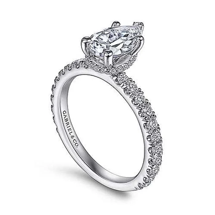 Gabriel & Co. Gabriel & Co. "Alina" Pear Diamond Hidden Halo Engagement Ring Semi-Mounting in 14K White Gold