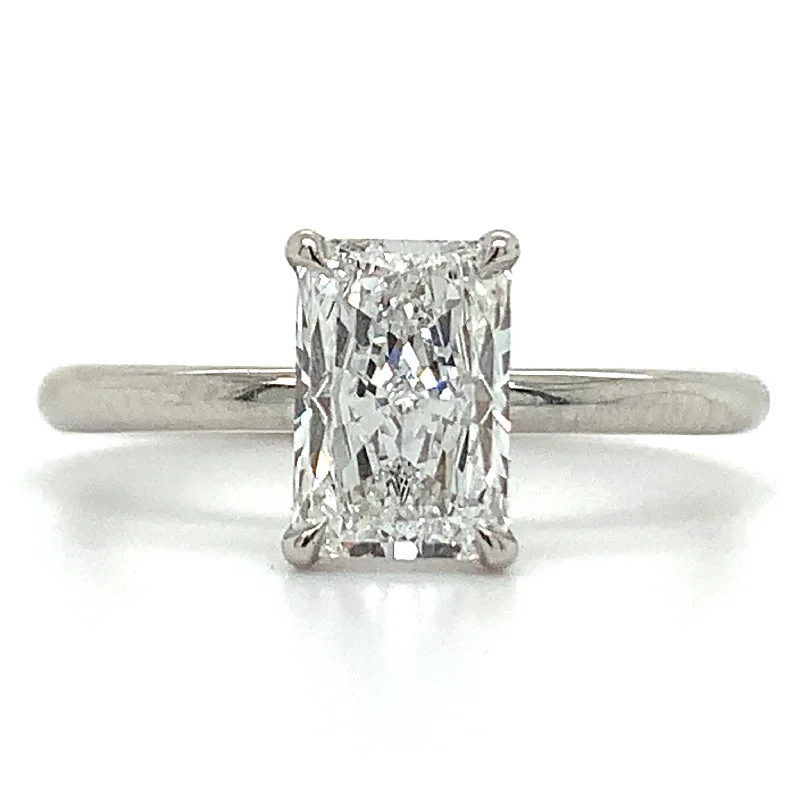 Lottie - Platinum 1.31ct Laboratory Grown Radiant Diamond Engagement Ring with Hidden Halo