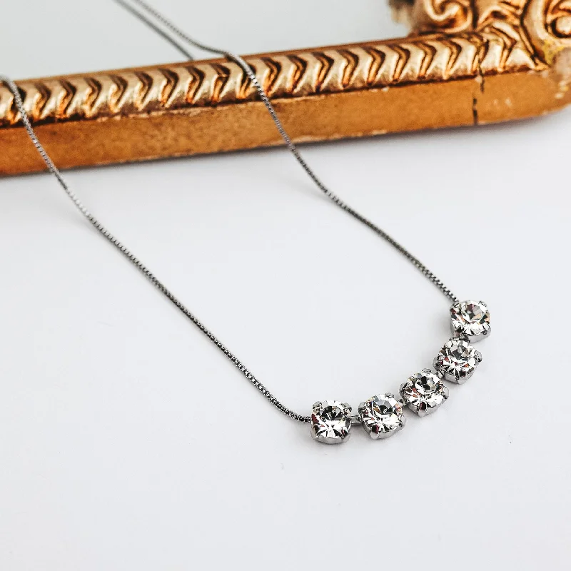 Sorrelli | Shaughna Tennis Necklace in Palladium Silver Tone and Crystal