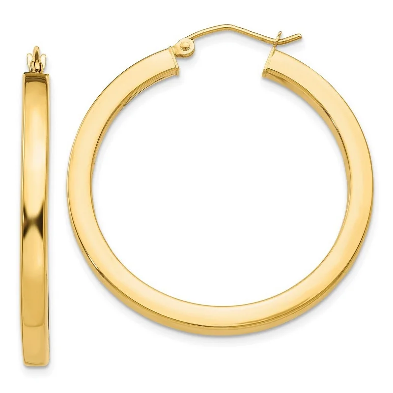 Curata 10k Yellow Gold Polished 35x3mm Square Hoop Earrings