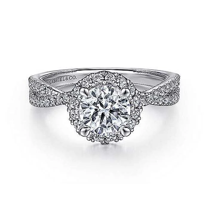 Gabriel & Co. "Ivy" Round Halo Engagement Ring Semi-Mounting in 14K White Gold