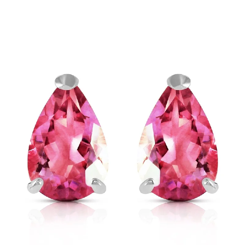 3.15 Carat 14K Solid White Gold Pink Topaz Earrings