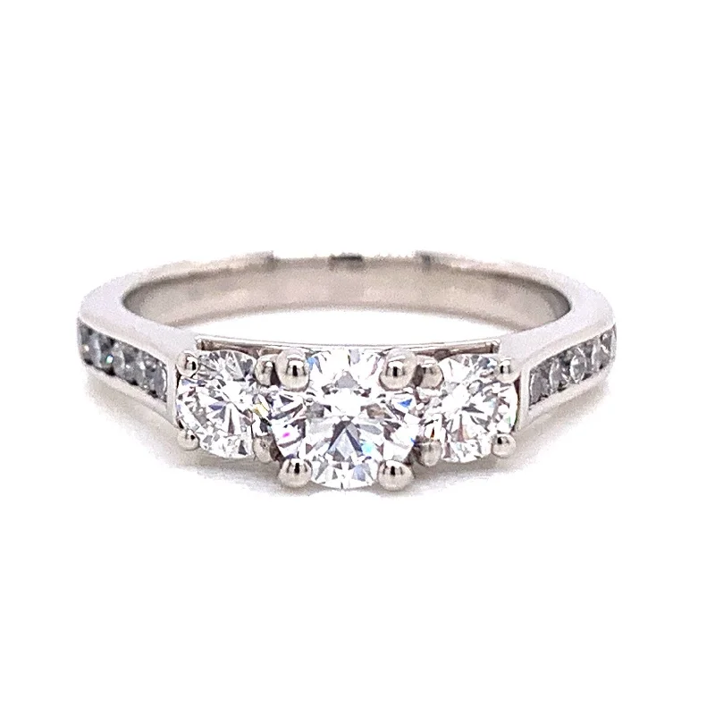 Becca - Platinum Three Stone With Channel Set Earth Grown Engagement Ring with Diamond Shoulders