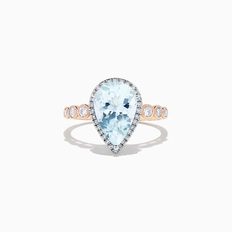 Aquarius 14K Rose & White Gold Aquamarine and Diamond Ring, 2.76 TCW