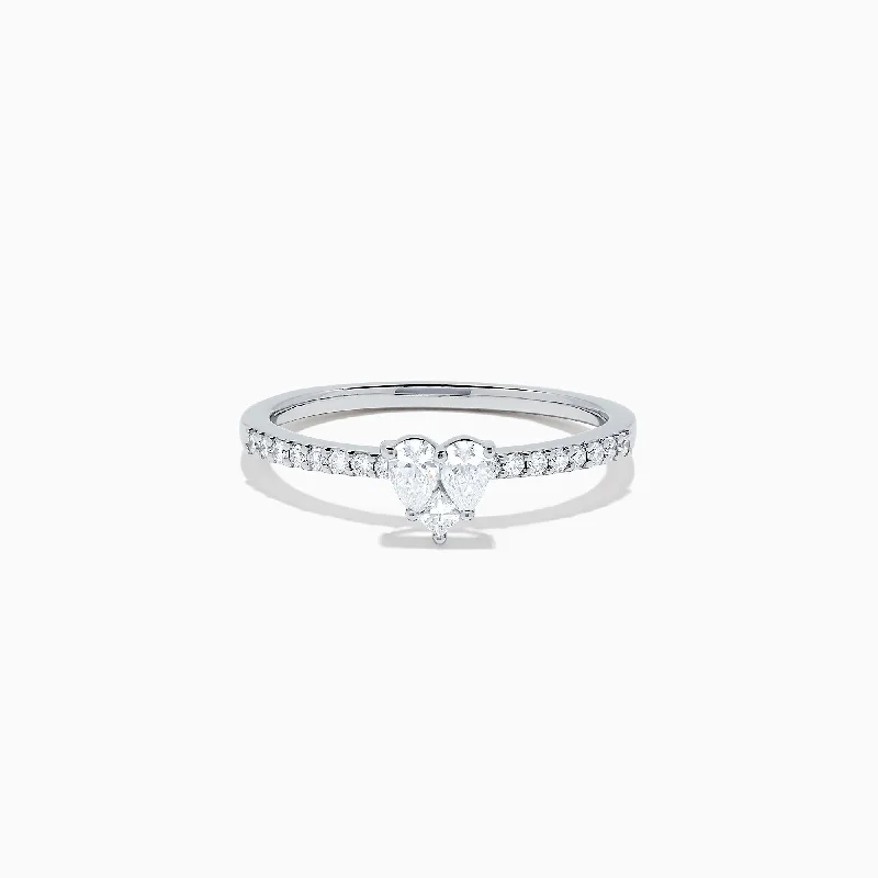 Pave Classica 14K White Gold Diamond Mini Heart Ring, 0.35 TCW