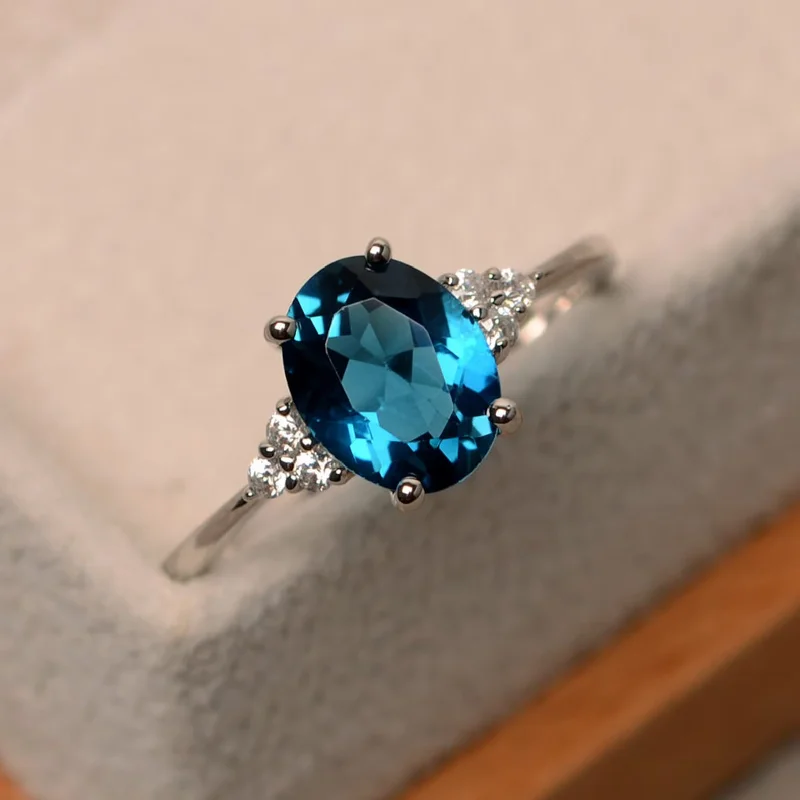 Promise London Blue Topaz Silver Ring