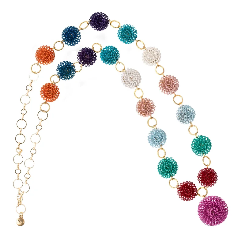 Multi Colored Pompoms Necklace