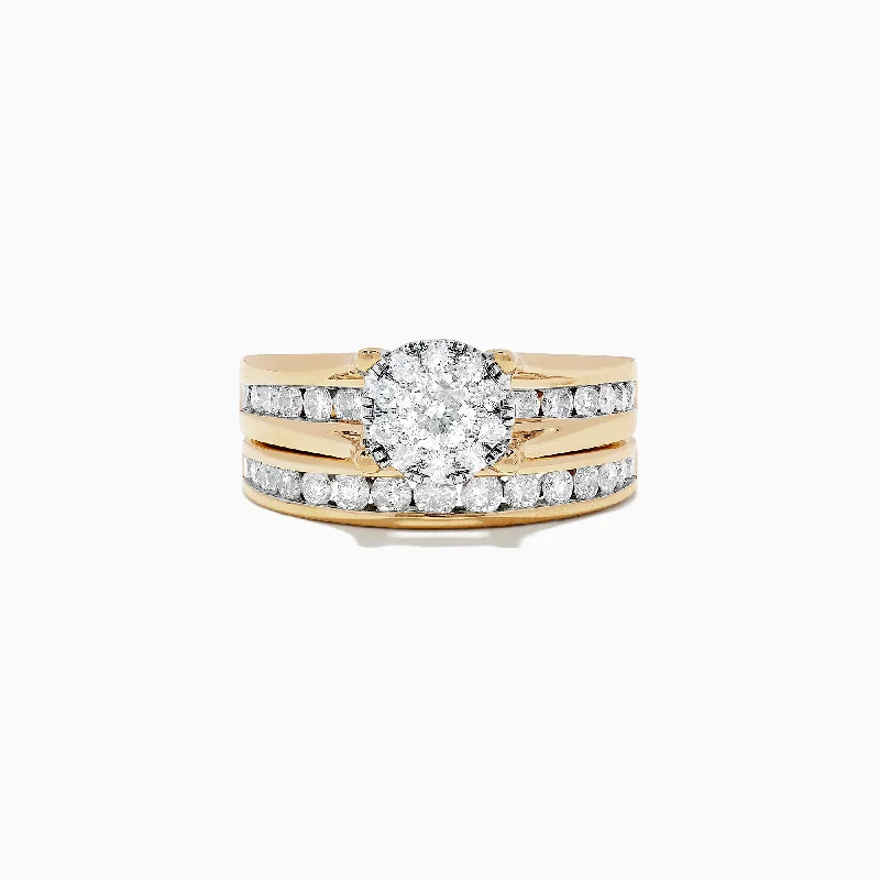 Bouquet 14K Yellow Gold Channel Set Diamond Engagement & Wedding Ring Set, 1.48 TCW