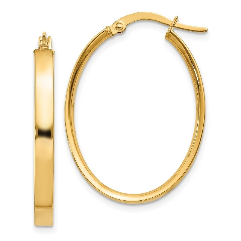 Curata 10k Yellow Gold 22x3mm Oval Hoop Earrings