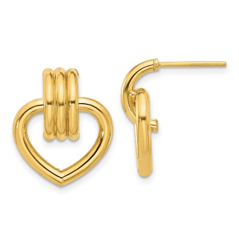 Curata 14k Yellow Gold Polished 20.2x17.1mm Love Heart Post Earrings