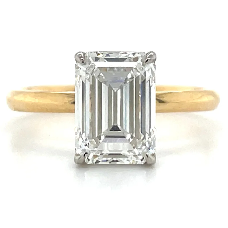 Esmae - 18ct Yellow Gold Laboratory Grown 2.50ct Emerald Cut Solitaire Diamond Engagement Ring