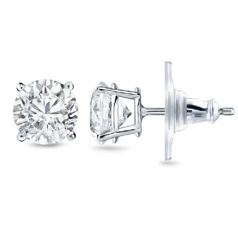 14k Gold 1 2/5ct TDW Locking Back Round Diamond Stud Earrings by Auriya (H-I, SI1-SI2)