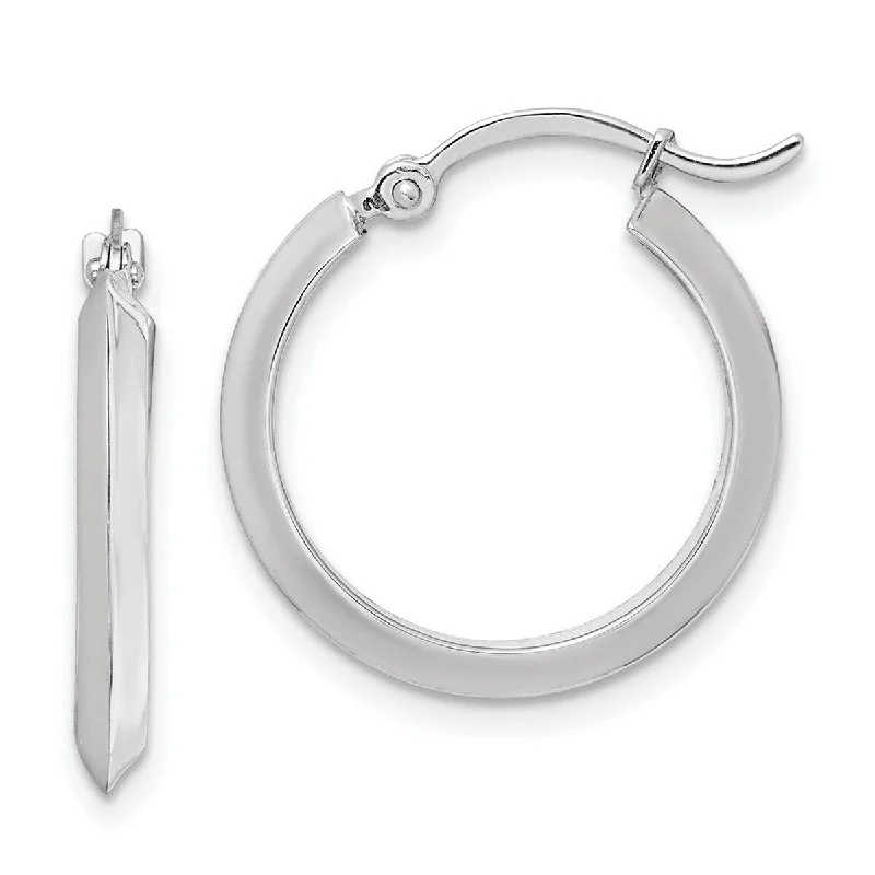 Curata 10k White Gold Polished Hoop Earrings - 19.5x18.8mm