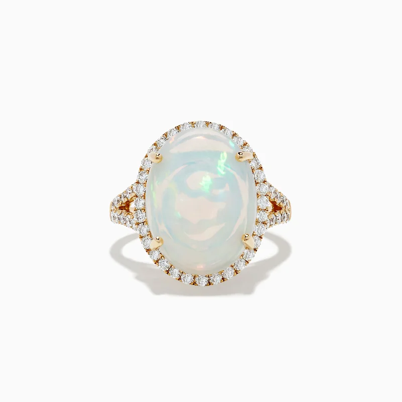 Aurora 14K Yellow Gold Opal and Diamond Ring