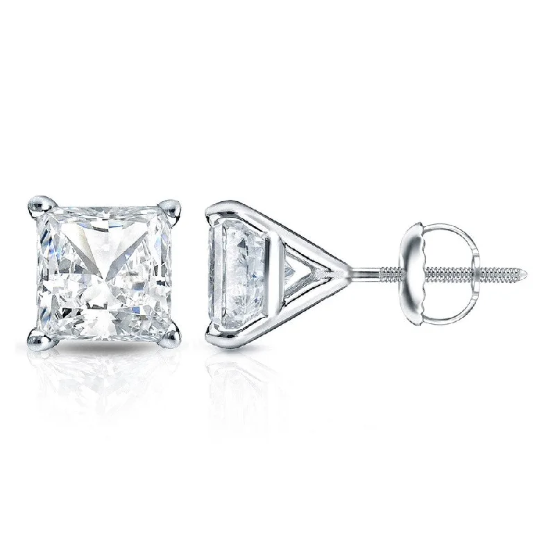 Auriya 3/4ctw Princess-cut Diamond Stud Earrings 14k Gold Martini-set