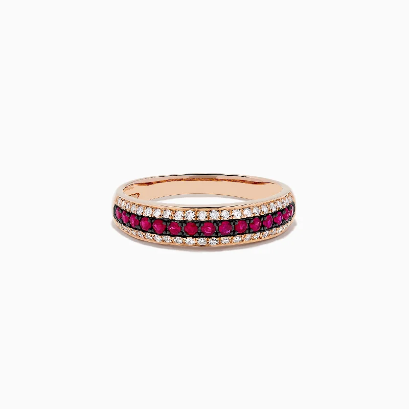 Ruby Royale 14K Rose Gold Pave Ruby and Diamond Band, 0.38 TCW