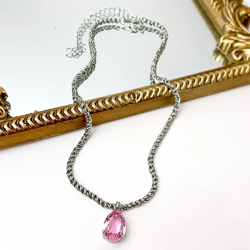 Sorrelli | Eileen Pendant Necklace in Palladium Silver Tone and Pink Pineapple Crystal