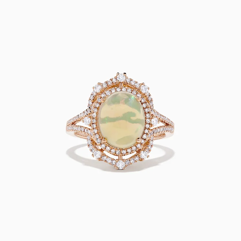 Aurora 14K Rose Gold Opal and Diamond Cocktail Ring, 4.06 TCW