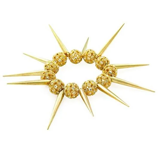 Designer Celebrity Style 'Gold Spike' Czech Crystal Bead Stretch Bracelet