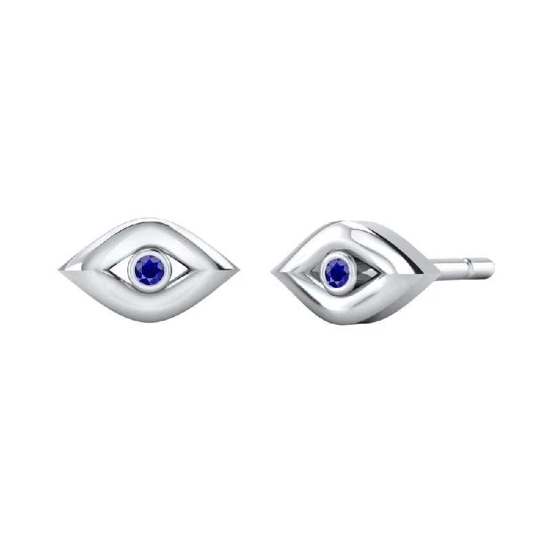 Auriya Blue Sapphire Accent Evil Eye Stud Earrings 10K Gold