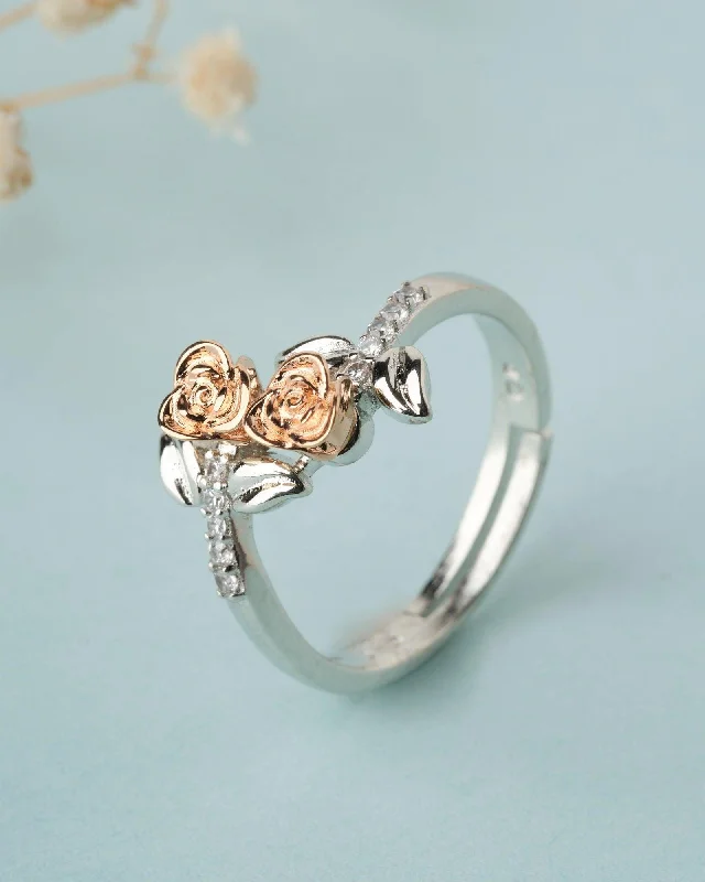 925 Sterling Silver Beautiful Rose Ring R01594