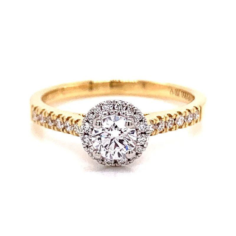 Elizabeth - 18ct Yellow Gold Earth Grown Castle Set Round Halo Engagement Ring