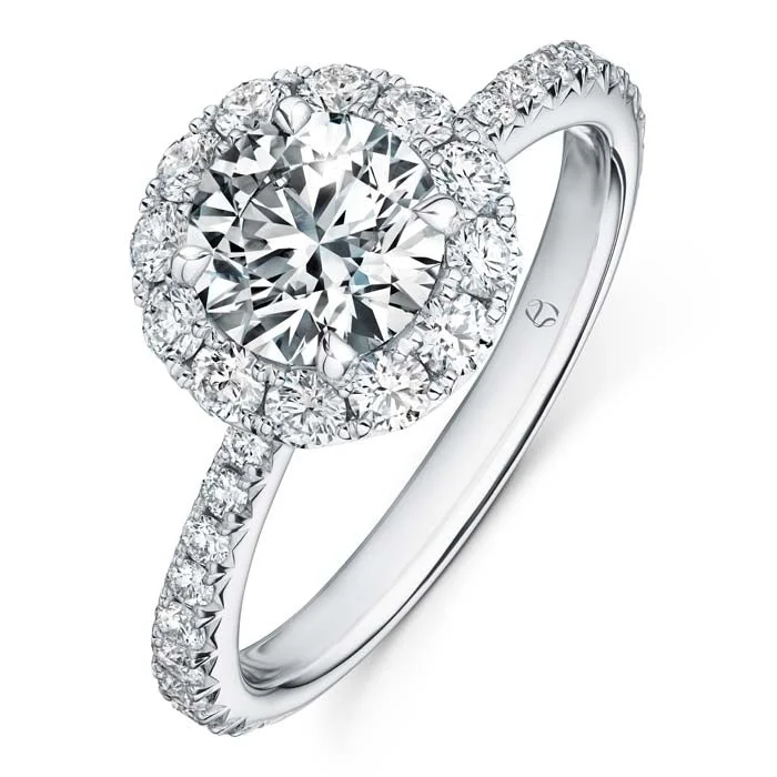 Hearts On Fire 1.30CTW Vela Halo Complete Engagement Ring With Diamond Band in Platinum