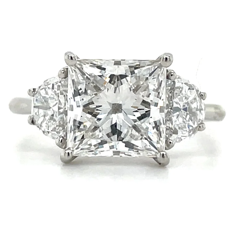 Serena - Platinum 3.06ct Princess & Half Moon Laboratory Grown Diamond Engagement Ring