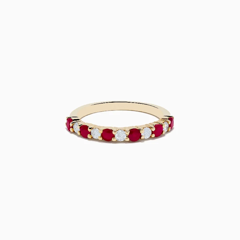 14K Yellow Gold Ruby and Diamond Band 0.88 TCW