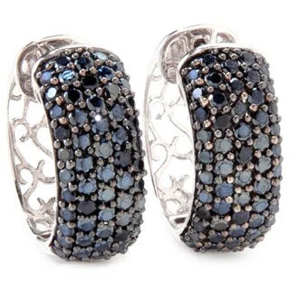 Sterling Silver 4.33ctw Pave-set Spinel Huggie Hoop Earrings