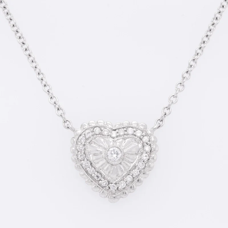 14k White Gold Diamond Heart Pendant Necklace 0.30ctw G VS2 5.7 grams 17"