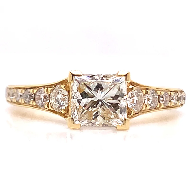 Amy - 18ct Yellow Gold Princess Cut Pave Shank Earth Grown Diamond Engagement Ring