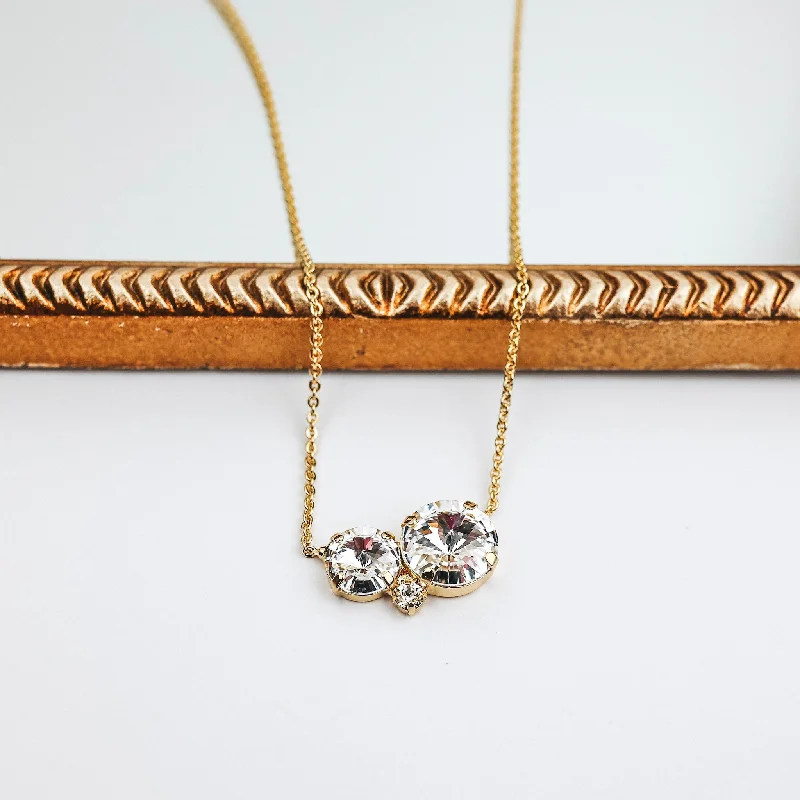 Sorrelli | Nadine Crystal Pendant Necklace in Bright Gold Tone and Clear