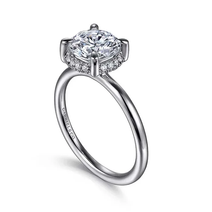 Gabriel & Co. "Seattle" Hidden Halo Engagement Ring Semi-Mounting in 14K White Gold