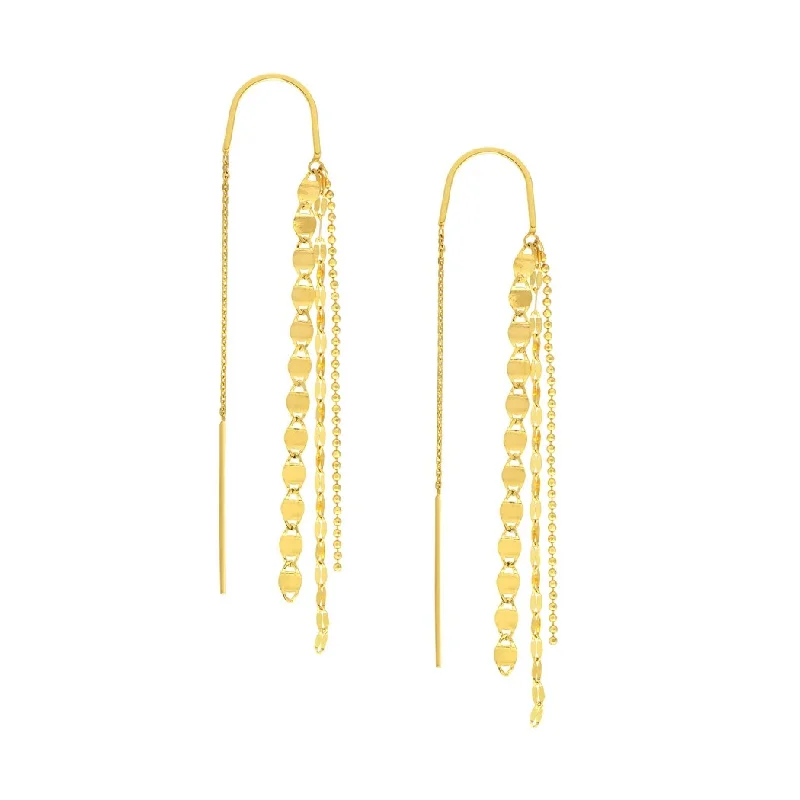 Curata 14k Yellow Gold Multi Chain Dangle Threader Earrings