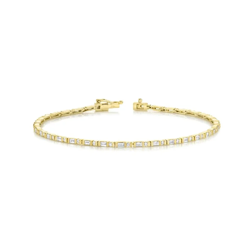 Shy Creation Baguette Diamond Tennis Bracelet