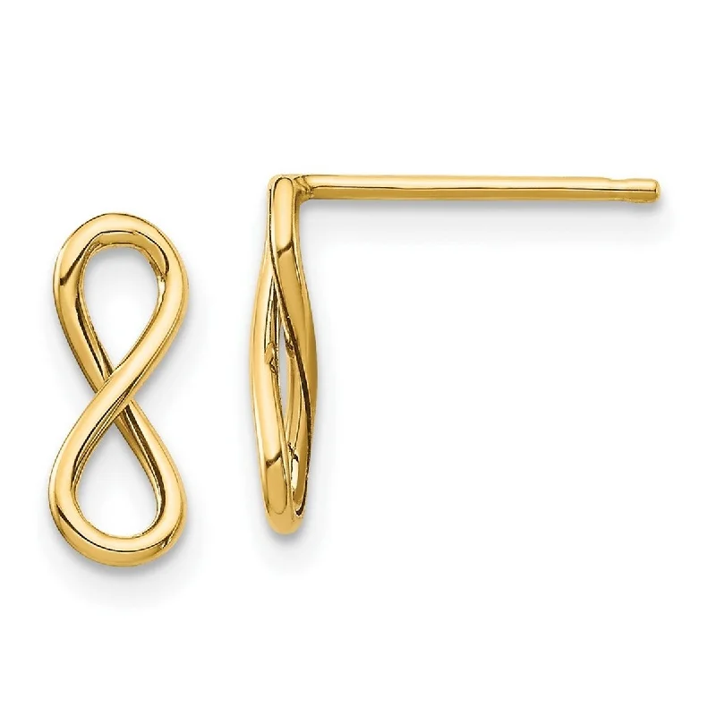 Curata 10k Yellow Gold Polished 11.2x4.35mm Infinity Post Earrings