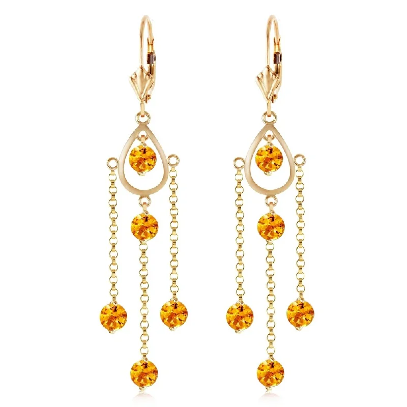 3 CTW 14K Solid Gold Gilded Age Citrine Earrings