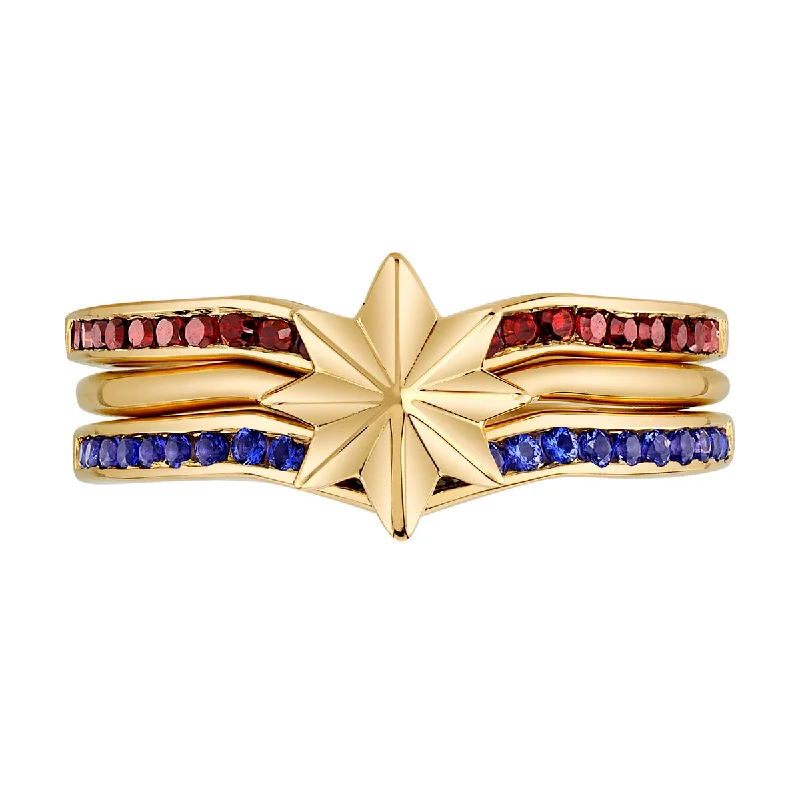 Marvel X RockLove MARVEL STUDIOS CAPTAIN MARVEL Crystal Star Stacker Rings