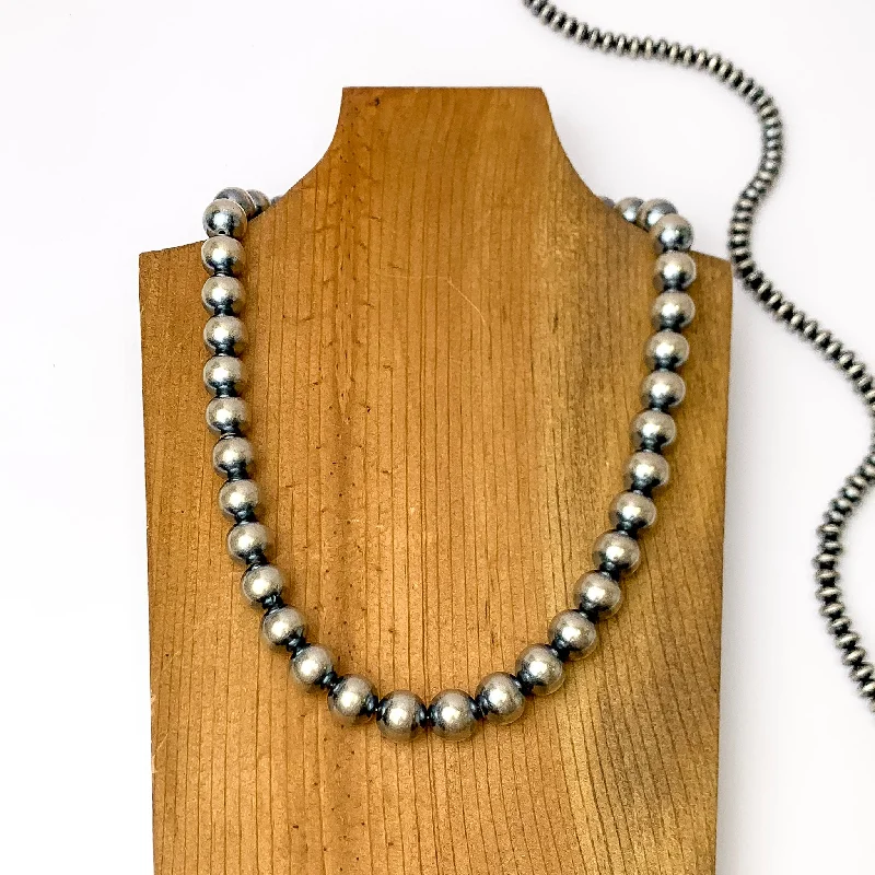 Navajo | Navajo Handmade Sterling Silver 12mm Navajo Pearls Necklace | 28 inches