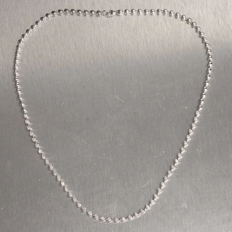 18k White Gold Round Diamond Halfway Tennis Necklace 1.80ctw H VS2 17"